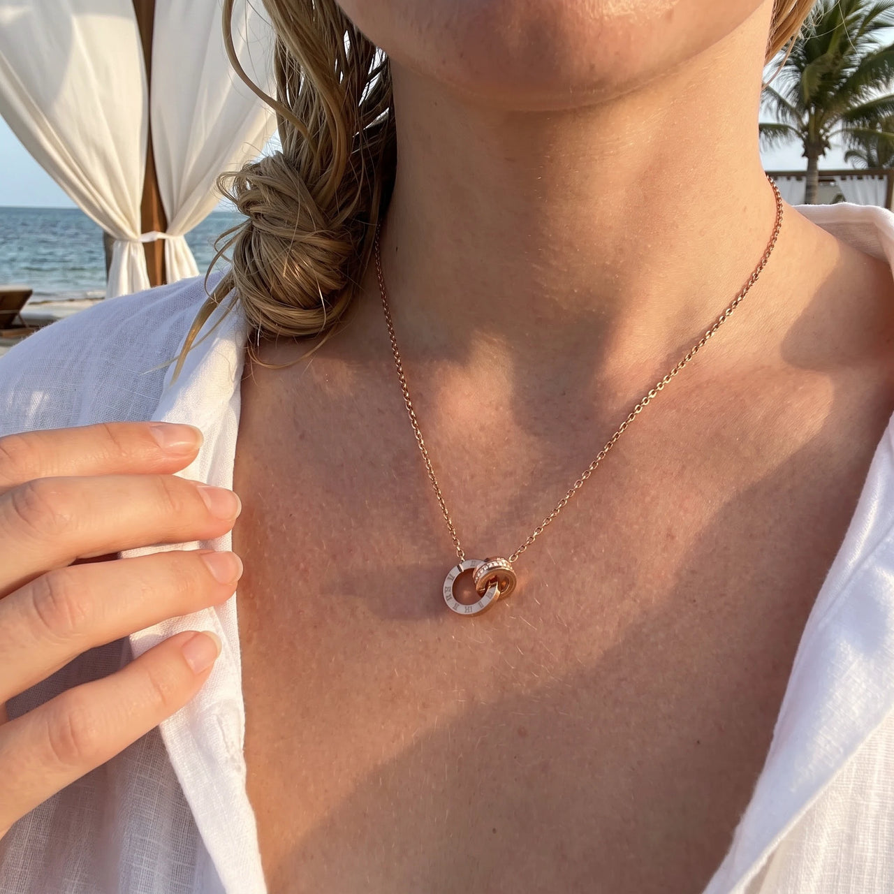 Kette mit anhänger damen — getragen, echte Größe, Roségold | SKU: 25535378-rose-gold
