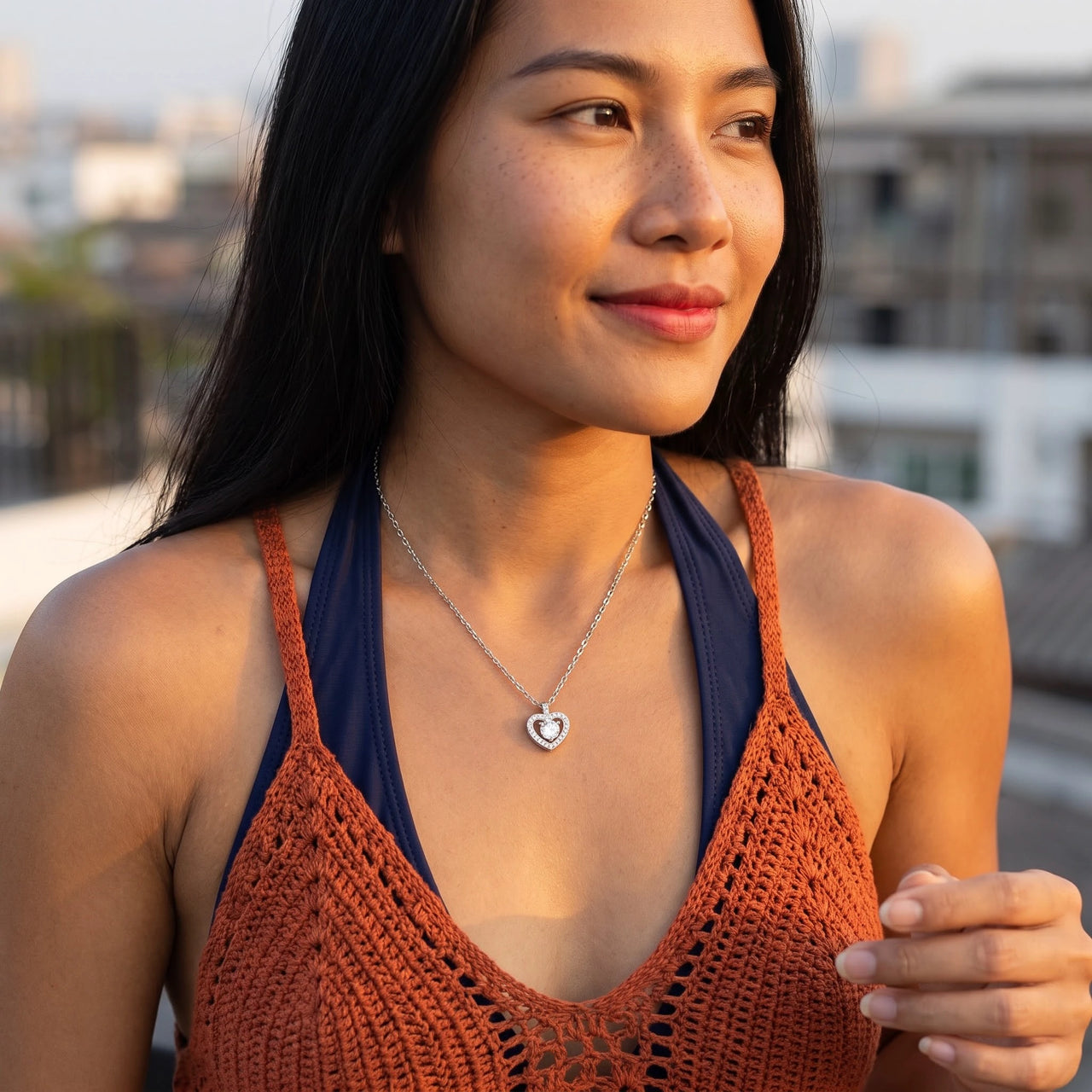 Kette zirkonia — getragen, Silber | SKU: 505744