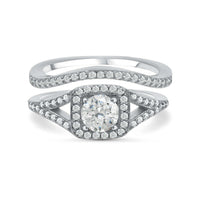 Thumbnail for Verlobungsring und ehering set — Produktfoto auf weißem Hintergrund, Silber | SKU: 497080-4.5-silver
