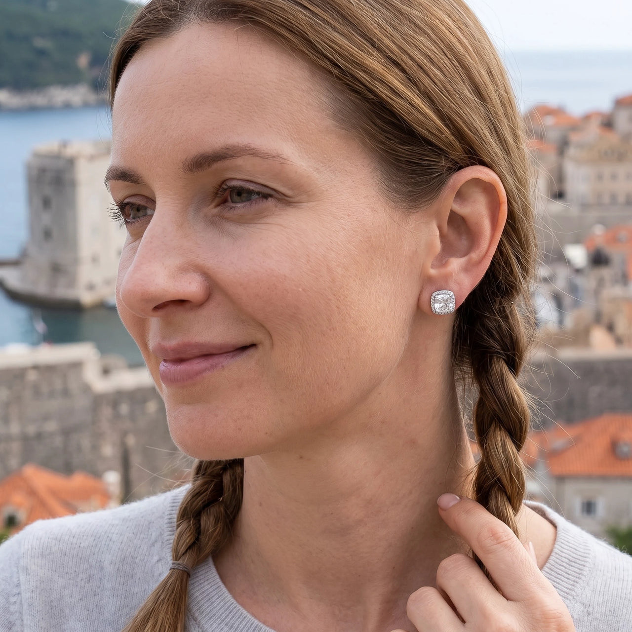 Ohrringe hochzeit — getragen auf einer Reise, Silber | SKU: 505185-white