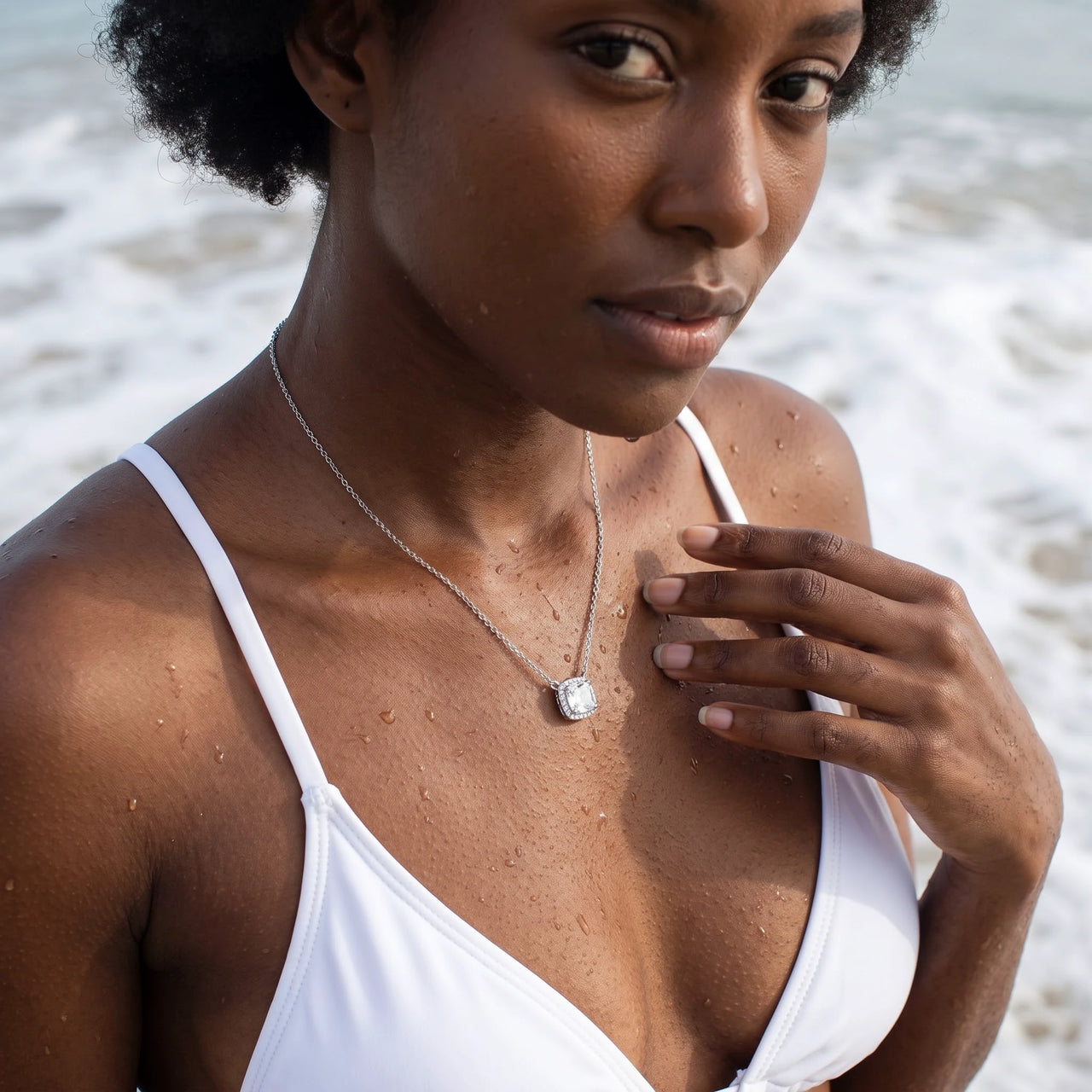Kette zirkonia — im Wasser getragen, wasserfest, Silber | SKU: 505721
