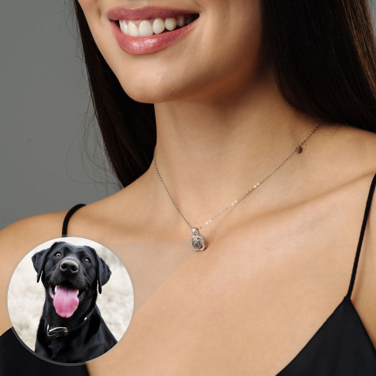 Square Photo Personalised Necklace  - Photo Necklace - Photo Projection Necklace Necklace Brother & Sisters
