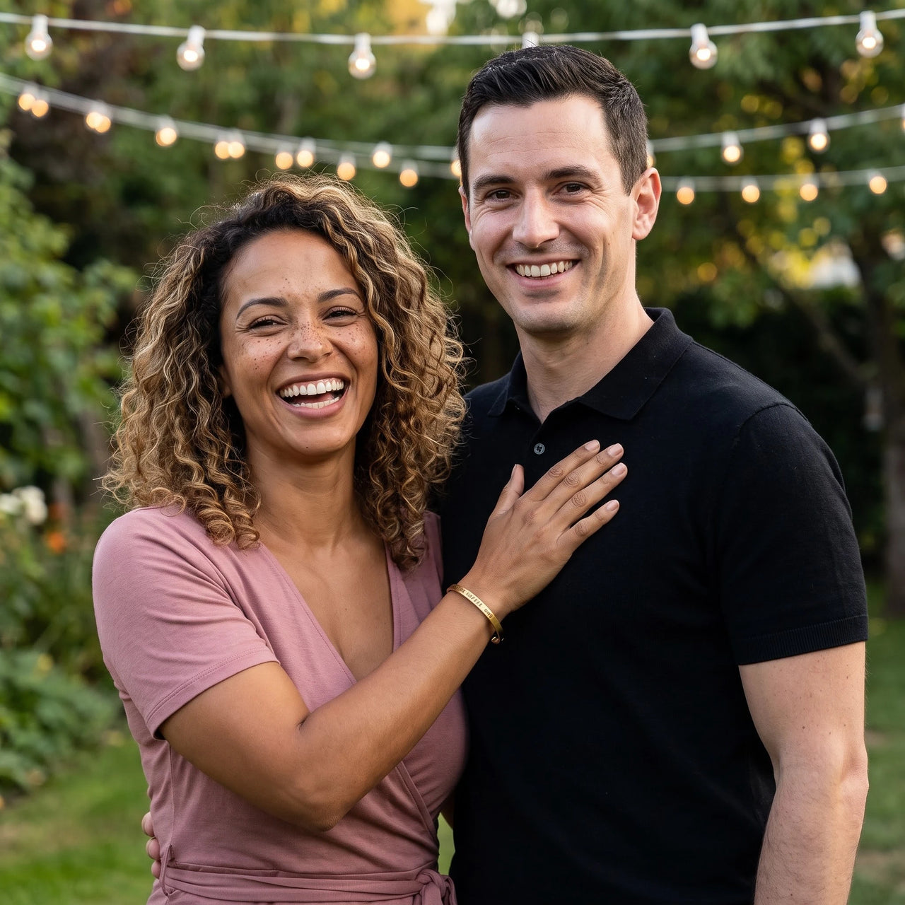 Gravur armband — von einem Paar getragen, Gold | SKU: ttfa-g