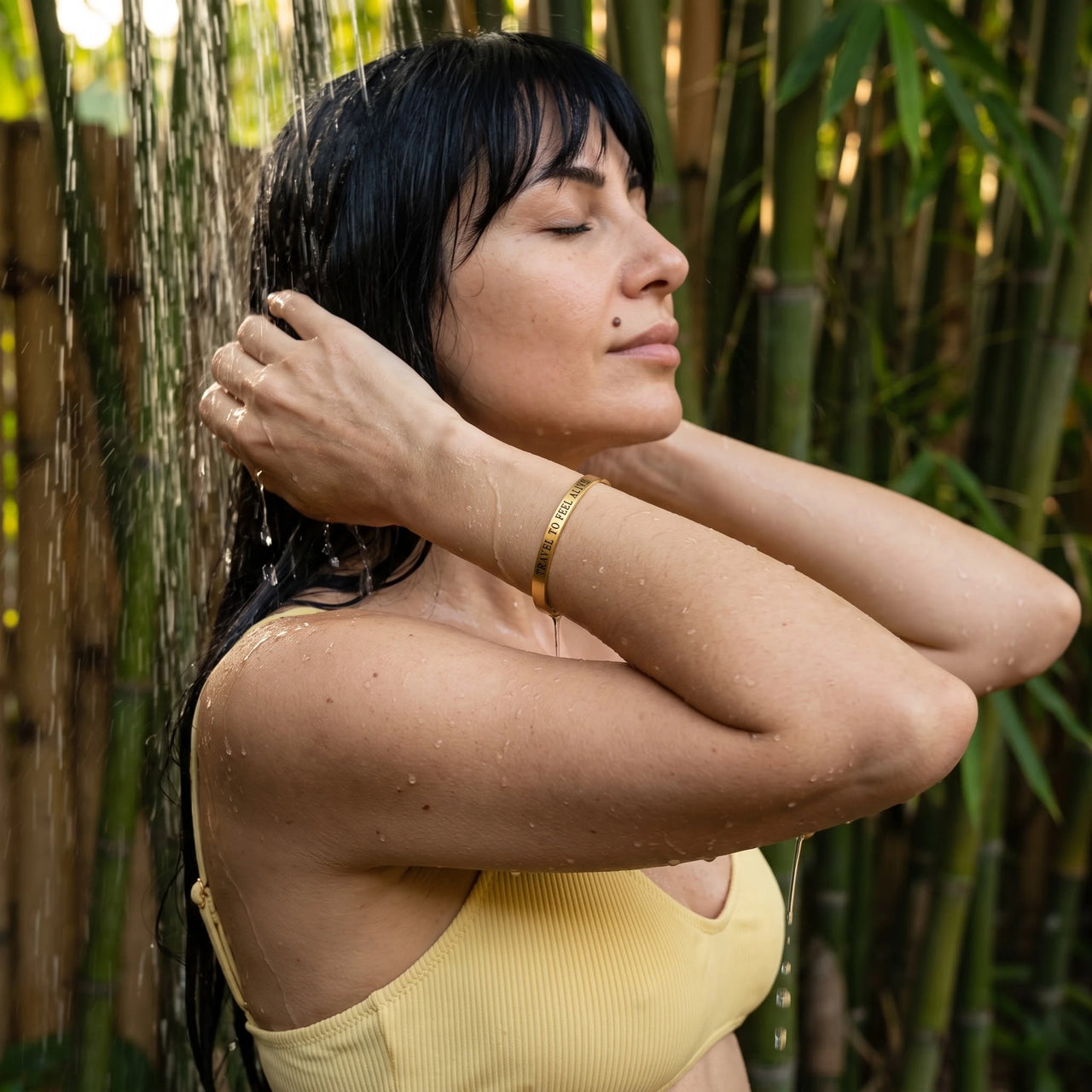 Reise armband — unter der Dusche getragen, wasserfest, Gold | SKU: ttfa-g